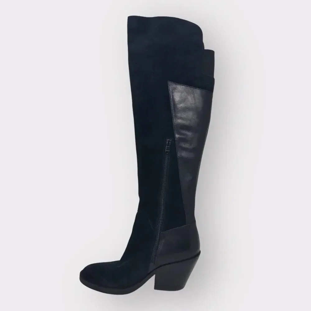 Naya Black Suede & Leather Boots Over the Knee Boots 7M